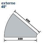 Meuble caisse d'angle externe 45 avec granit